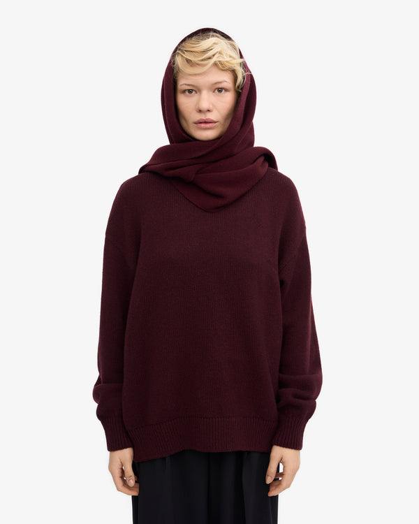 MERINO WOOL SCARF, OXBLOOD RED