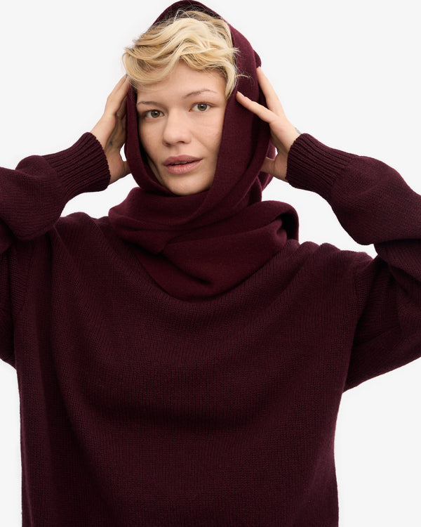 MERINO WOOL SCARF, OXBLOOD RED